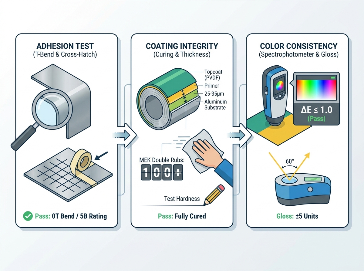 Proceso de inspecci&oacute;n de calidad de bobinas de aluminio recubiertas de color.
